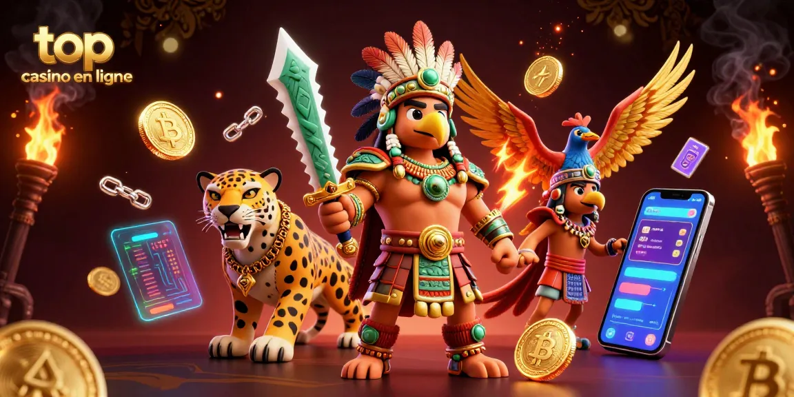 Gagnez gros avec top casino en ligne grâce à des guerriers aztèques et des pièces de crypto-monnaie scintillantes.