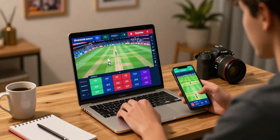 Fairplay24 user engaging in online cricket betting from home office.