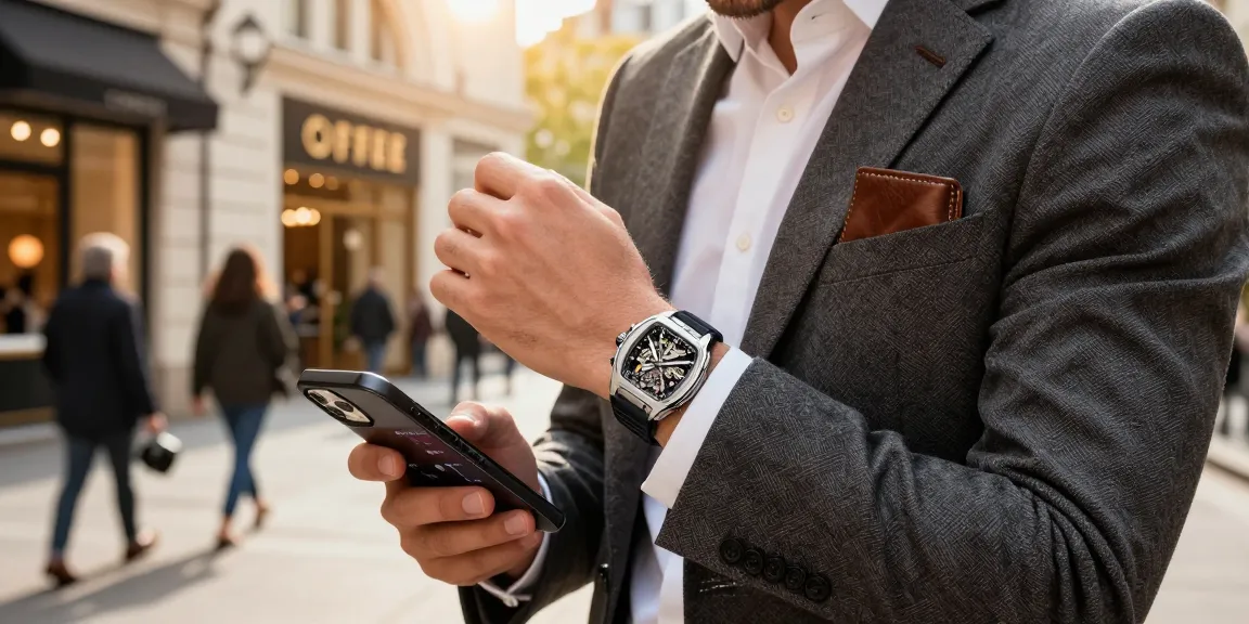 Individual showcasing luxury clone watches in urban setting, highlighting style and quality of super clone timepieces