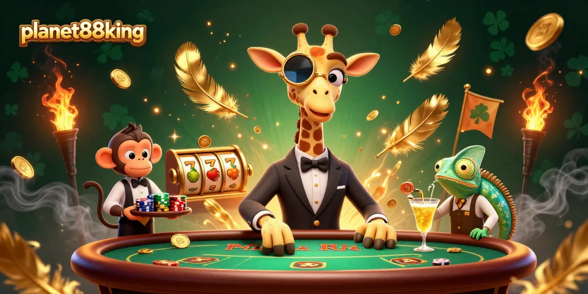 Experience the fun at planet88king with a lively casino scene featuring unique characters and vibrant action!