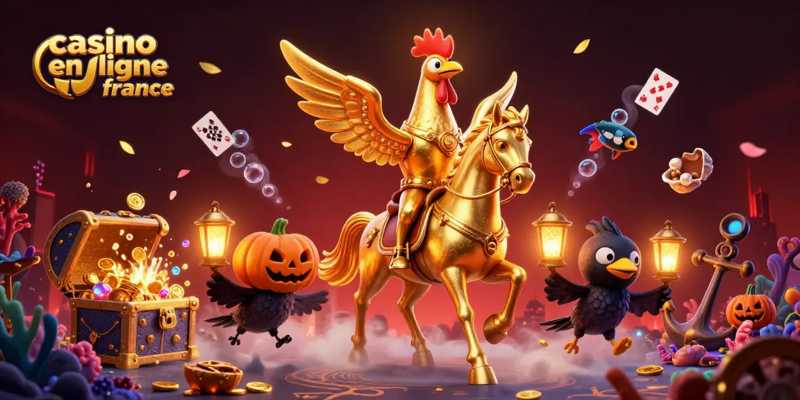 Jouez aux jeux captivants du casino en ligne France avec cette illustration 3D colorée et dynamique.