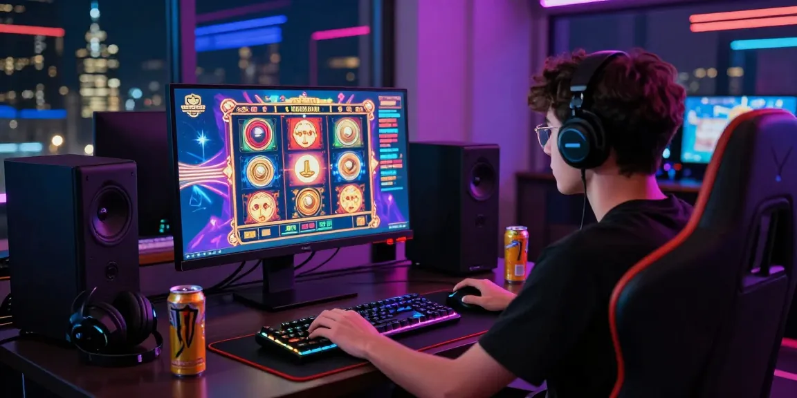 Player engaged in สล็อตวอลเล็ท online gaming with vibrant graphics and immersive setup in a modern gaming room.