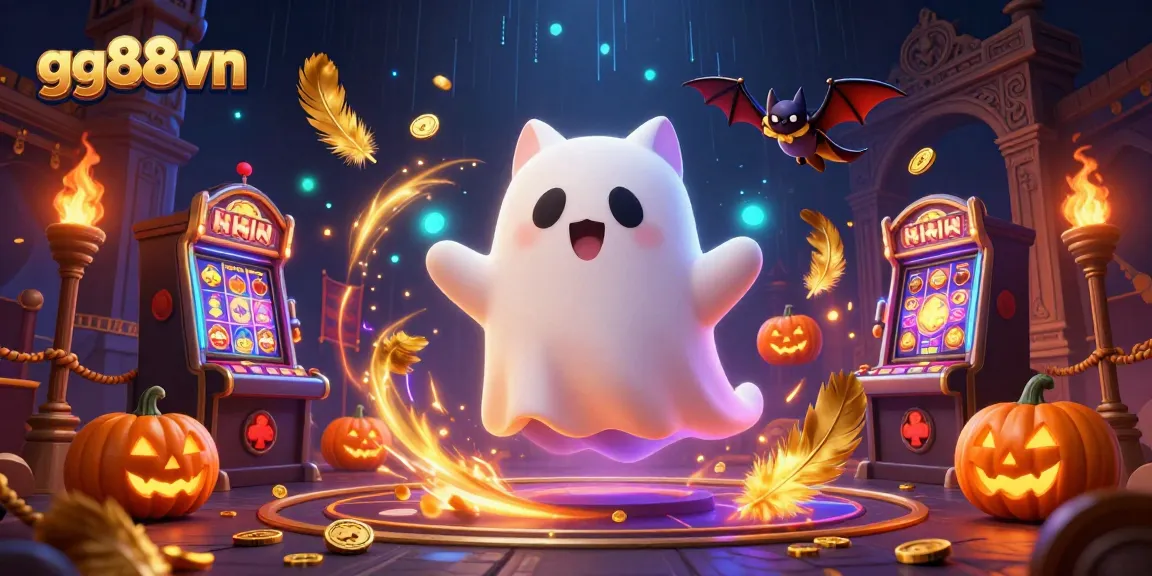 Engage with gg88vn's haunted casino adventure featuring a ghost cat and unique gambling elements.
