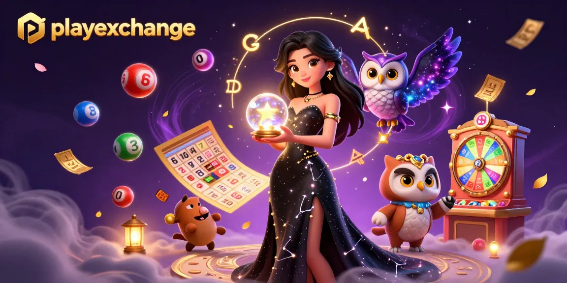 Playexchange slots come alive in a mystical scene with vibrant lottery elements and a stunning spirit guide.