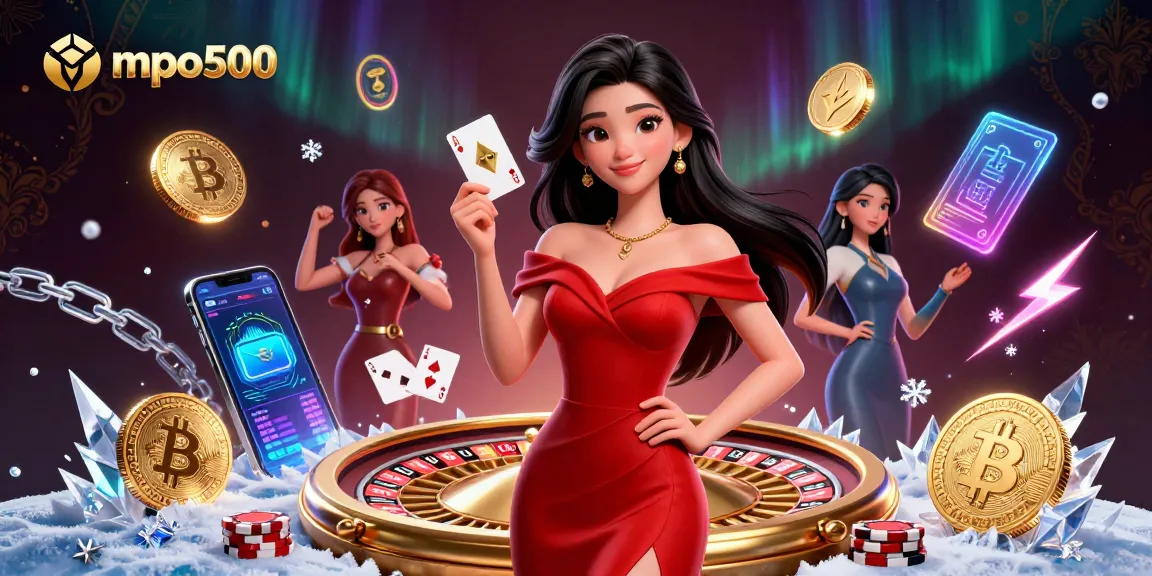 Experience the excitement of mpo500 with a stunning 3D illustration showcasing a confident woman at the roulette table.