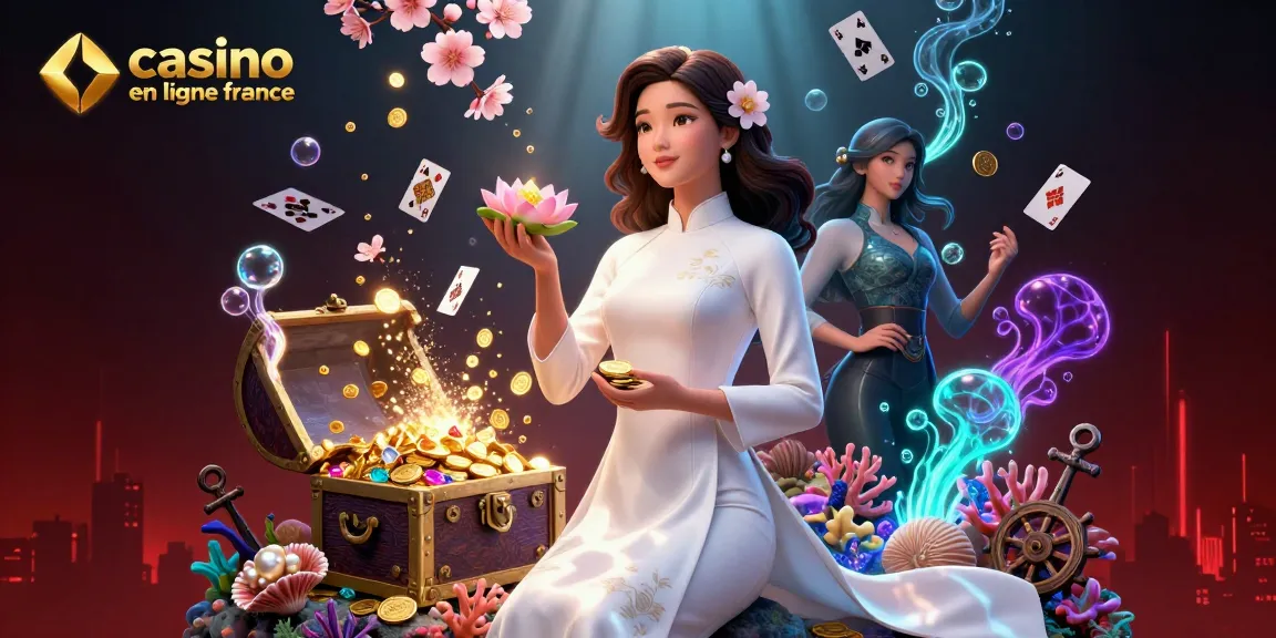 Gagnez gros au casino en ligne France avec des illustrations vibrantes mettant en valeur des jeux palpitants et une ambiance joyeuse.