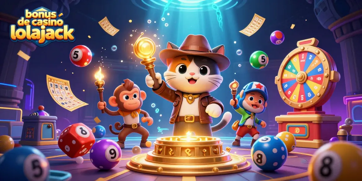 Experience the excitement of bonus de casino lolajack with vibrant lottery elements and an adventurous cat character.