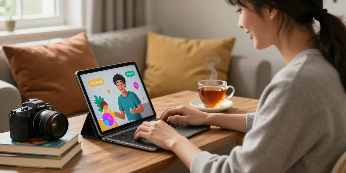 Engaging with crush on ai in a cozy home setting, showcasing interactive companionship.