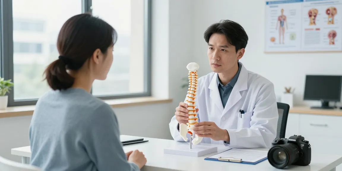 Boyun fıtığı ameliyatı consultation with surgeon in modern clinic setting