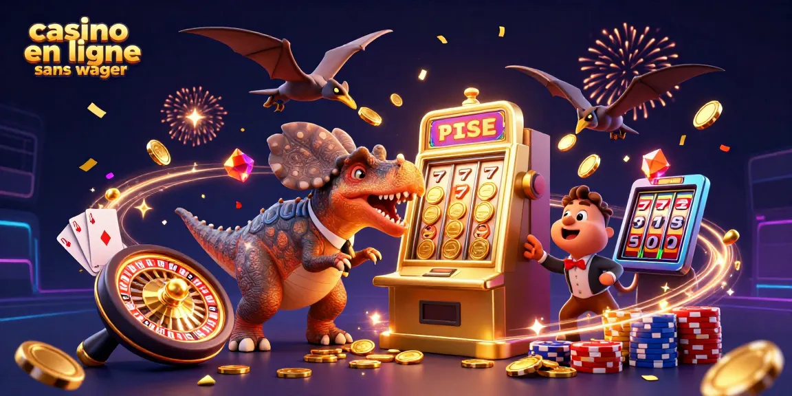 Casinos en ligne sans wager: un pachycephalosaurus gagne des pièces dorées devant une machine à sous