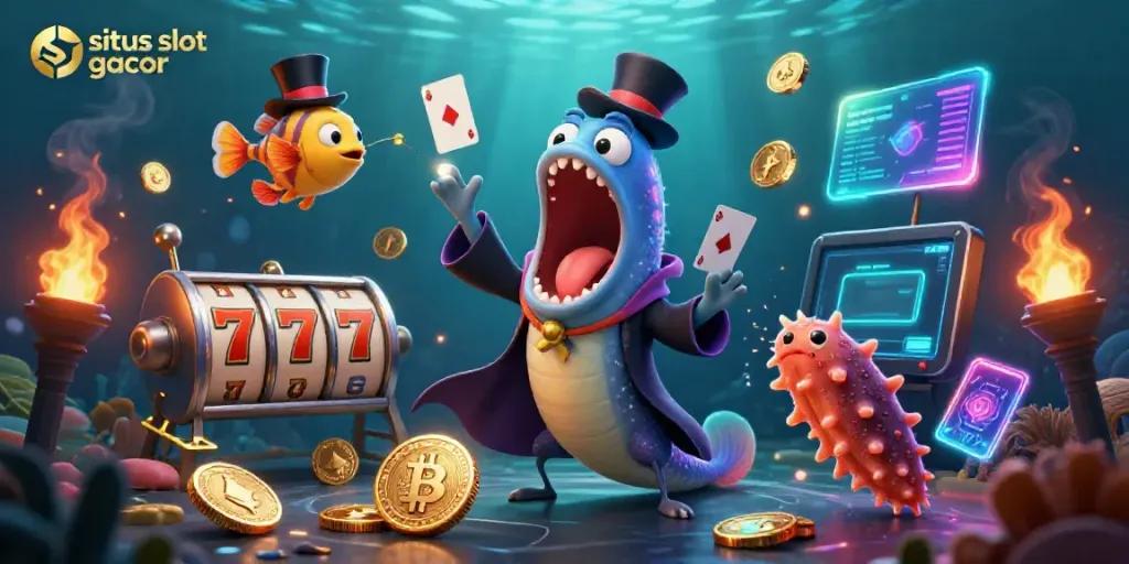 Engage with the dynamic situs slot gacor scene showcasing magical underwater gambling elements.