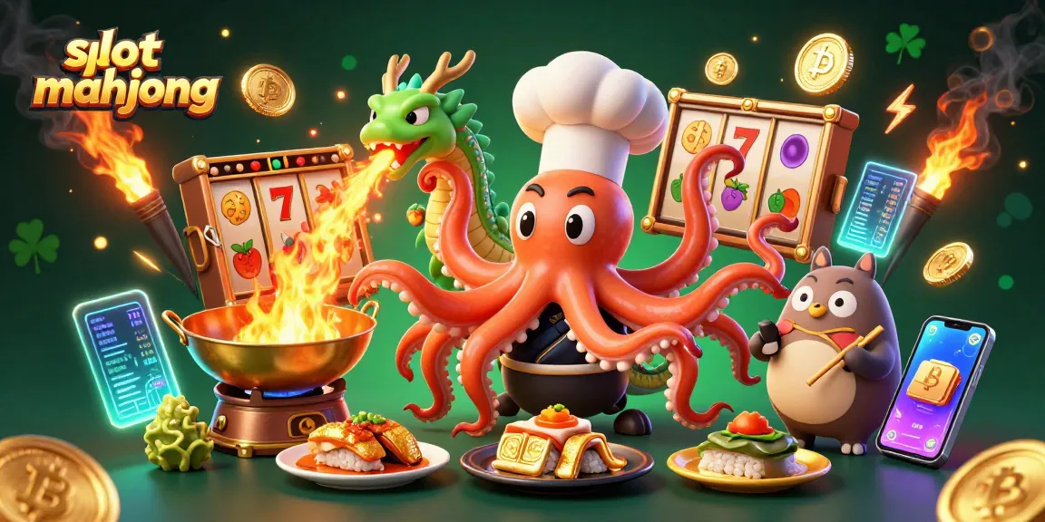 Spin to win with slot mahjong in a vibrant 3D casino illustration featuring unique characters.