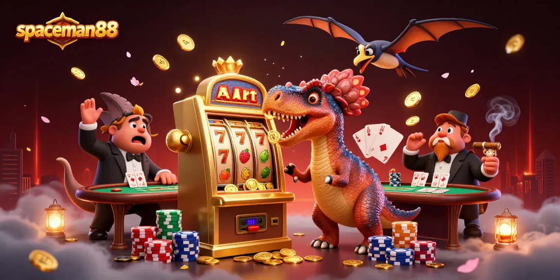 spaceman88 triggers a jackpot in a lively casino scene with interactive characters and vibrant game elements