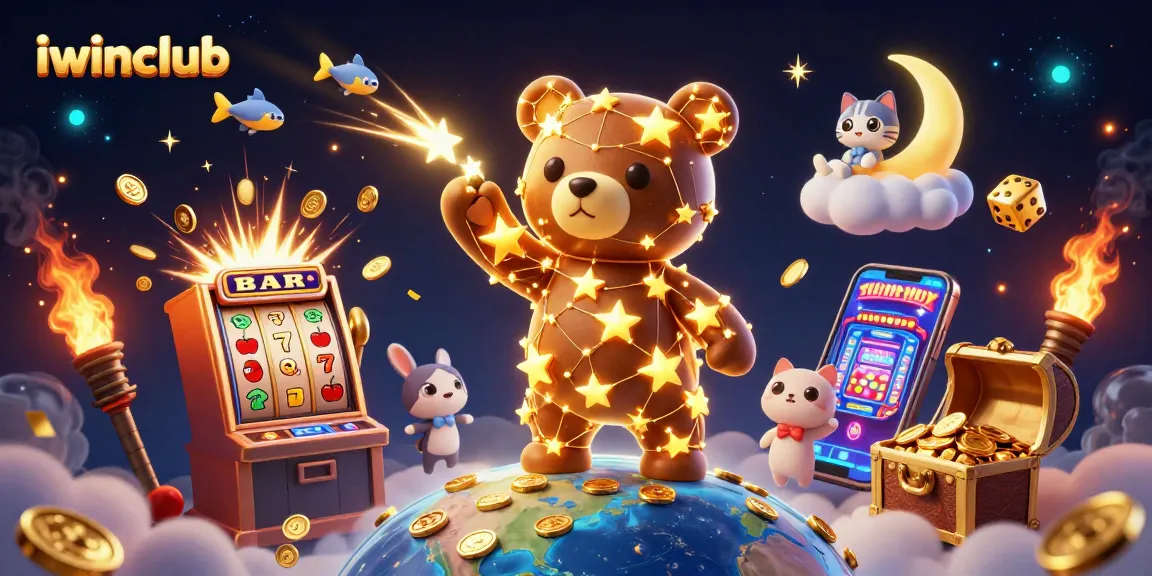 Experience the magic of iwinclub with a vibrant 3D casino scene filled with winning symbols and golden opportunities.