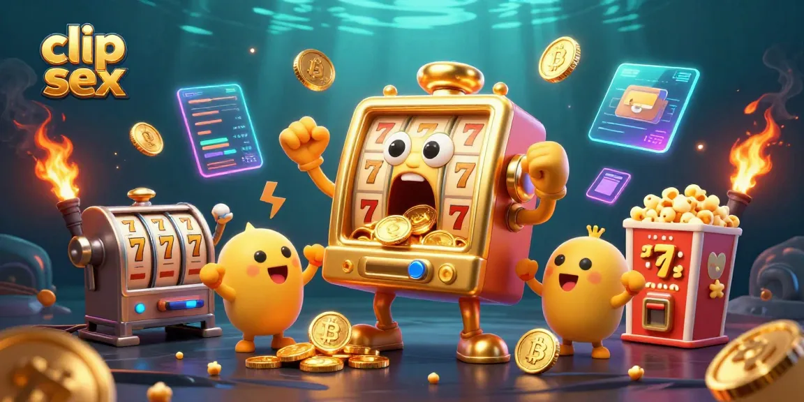 Experience clip sex excitement with a golden slot machine jackpot scene featuring animated coins and characters.