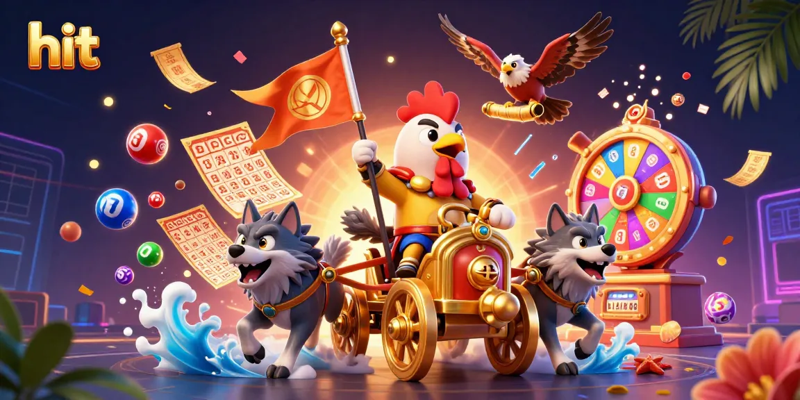 Hit the jackpot with exciting lottery balls and a dynamic golden chariot in this thrilling 3D illustration.